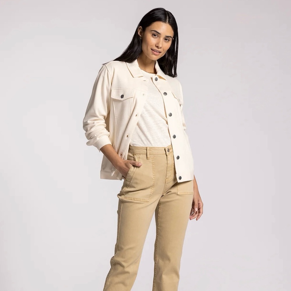 Thread & Supply Amberleigh Shacket Ivory Snap Front Jacket Large NWT Cream